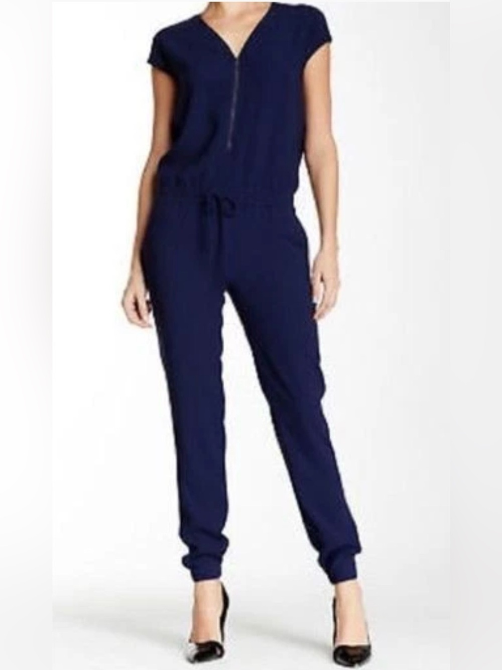 VINCE Navy Zip-Front Women's Jogger Jumpsuit